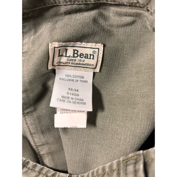L.L. Bean Olive Flat Front Classic Fit Pants Jeans 100% Cotton Mens 32x34 - Picture 3 of 6